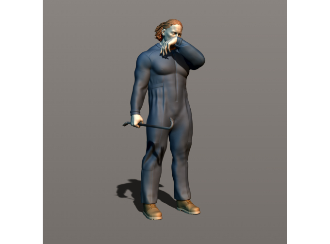 Фигура Механик с ломом, окрашенная