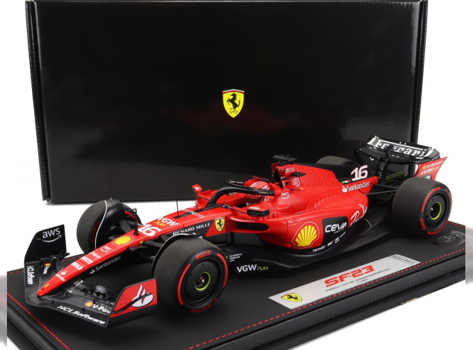 FERRARI F1 Sf-23 Team Scuderia Ferrari №16 Bahrain Gp (2023) Charles Leclerc - Con Vetrina - With Showcase, Red Black