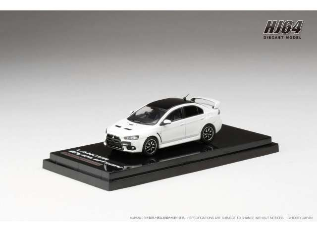 MITSUBISHI Lancer Evolution X Final Edition with engine display model, white pearl with black roof