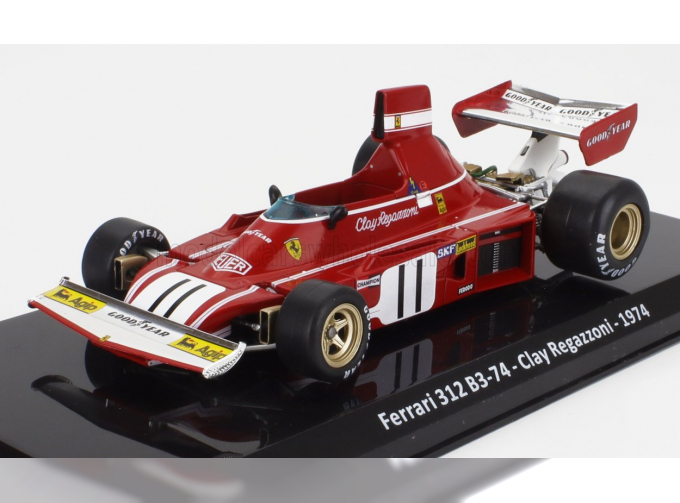 FERRARI F1 312 B3-74 №11 Season (1974) Clay Regazzoni - Con Vetrina - With Showcase, Red White