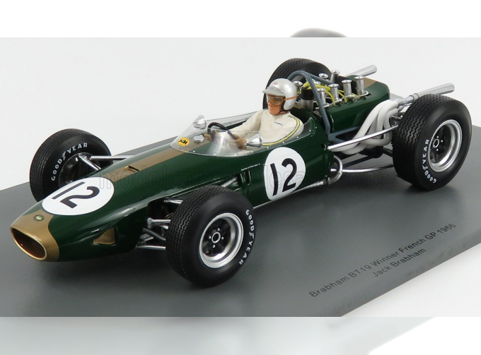 BRABHAM F1 Bt19 №12 Winner French Gp Jack Brabham (1966) World Champion, Green Gold