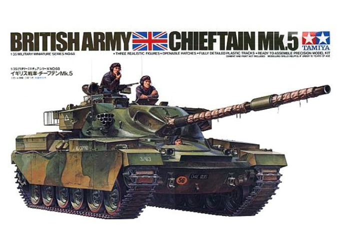 Сборная модель Английский танк Chieftain Mk.5 1960г. с 120-мм пушкой и 3 фигурами