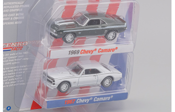 CHEVROLET Camaro (1969), Fathom Green Poly with CHEVROLET Camaro (1967), white with black nose stripe