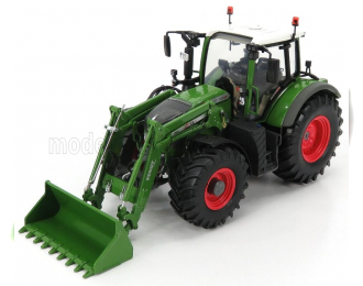 FENDT 722 Vario Tractor With 5 X 90 Cargoprofi Front Loader (2016), Green White Red