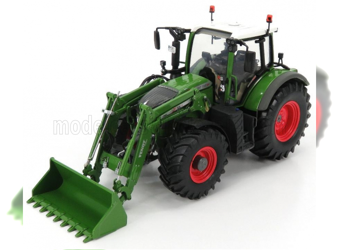 FENDT 722 Vario Tractor With 5 X 90 Cargoprofi Front Loader (2016), Green White Red