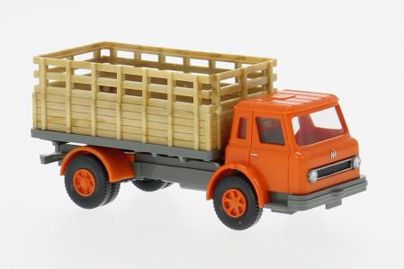 INTERNATIONAL Harvester Gitteraufbau-LKW (1962). orange/grey