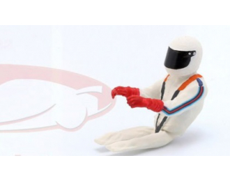 Фигурка сидящего гонщика в белом шлеме (1977)