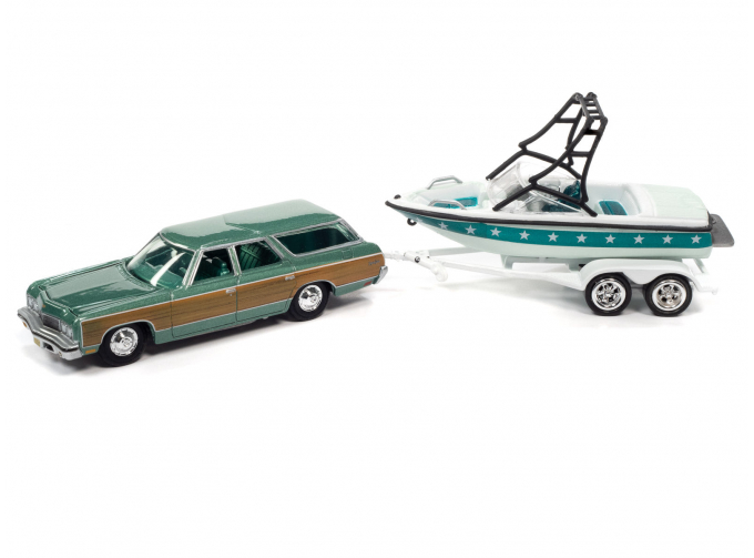 CHEVROLET Caprice With Trailer And Boat (1973), Green Wood