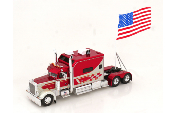 PETERBILT 379 with USA flag (1997), red metallic / light-grey