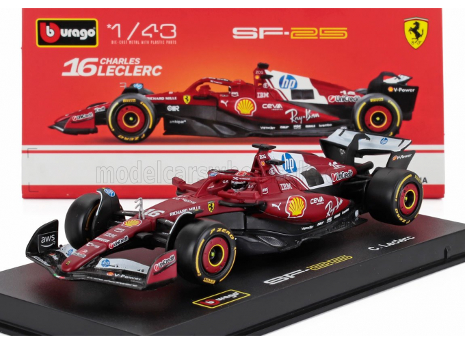 FERRARI F1 Sf-25 Team Scuderia Ferrari Hp №16 Season 2025 Charles Leclerc) - With Pilot And Showcase, Red