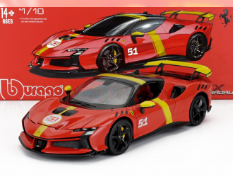 FERRARI Sf90 Xx №51 24h Le Mans Winner Livery - Con Vetrina - With Showcase - Exclusive Carmodel, Red Yellow