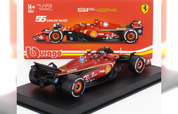 FERRARI F1 Sf-24 Team Scuderia Ferrari №55 4th Italy Monza Gp (2024) Carlos Sainz - With Pilot And Showcase, Red White Black