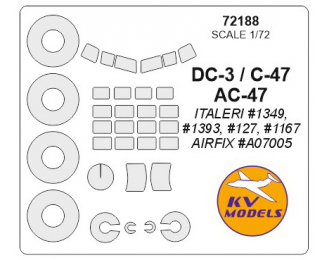 Маска окрасочная для DC-3/ C-47/AC-47 + маски на диски и колеса