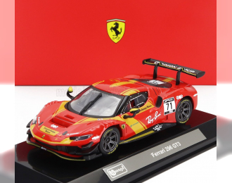 FERRARI 296 Gt3 3.0l Twin Turbo V6 №71 Racing (2023) - Con Vetrina - With Showcase, Red Yellow