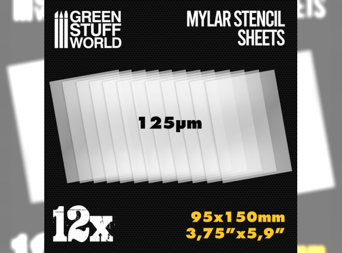 Маленькие майларовые трафаретные листы 95x150 см 12 шт / Small Mylar Stencil Sheets x12