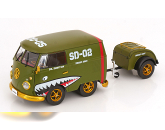 VOLKSWAGEN T1 Kool Kombi Army Fighter (2023), olive-green golden red