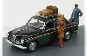 ALFA ROMEO Set Taxi Piazza San Pietro Roma (1959) - 1900 Taxi - Fiat 1100 Tv With 3 Figures, Black Green