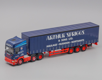 SCANIA R620 Arthur Spriggs трейлер с прицепом, blue / red