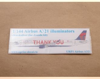 Декаль для Airbus A321 for Zvezda kit illuminators (clear+silver)