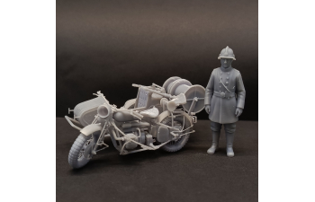 Сборная модель мотоцикл FN M12SM Brandweerwagen (+ фигурка пожарного)