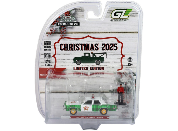 FORD LTD Crown Victoria with Police Officer Figure *Christmas 2025 Limited Edition* (1981), white / green