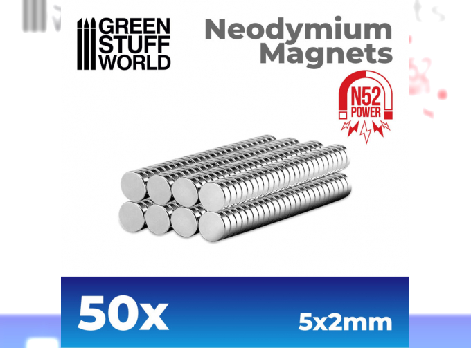 Неодимовые магниты 5 x 2 мм (50 шт.) (N52) / Neodymium Magnets 5x2mm - 50 units (N52)