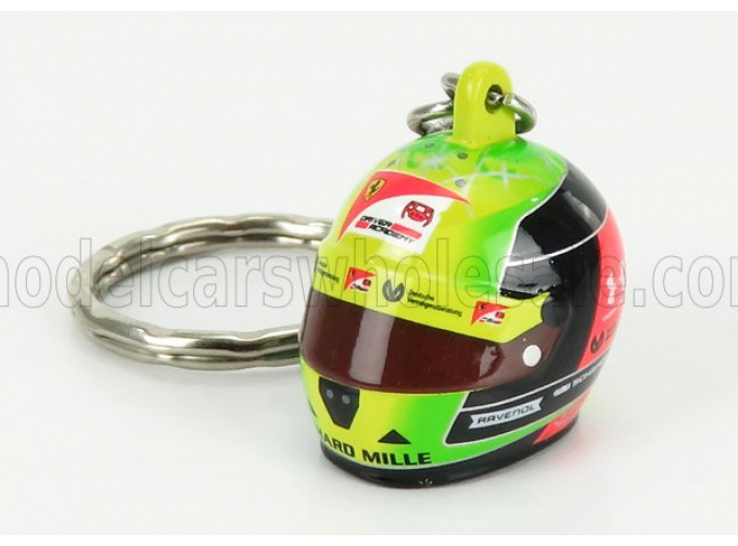 SCHUBERTH HELMET F2 Portachiavi Casco - Keyring Helmet Dallara Team Prema Racing N20 Season Mick Schumacher (2020) F2 World Champion, Yellow Green Red Black