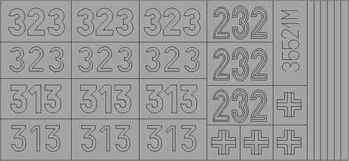 Окрасочная маска Немецкий тяжелый танк Tiger I средних серий (маркировка)