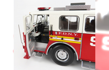 SEAGRAVE Truck Tower Ladder 9 Scala Fire Dept. City Of New York - Vigili Del Fuoco - Fire Engine - 55cm, Red White