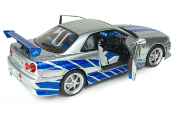NISSAN Skyline GT-R (BNR34) Brian's skyline GT-R Coupe (1999) - Paul Walker - Fast & Furious - silver blue