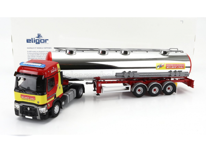 RENAULT T460 Tanker Truck Ministere De L'interieur Securite Civile Sapeurs Pompiers (2021), Red Yellow Chrome