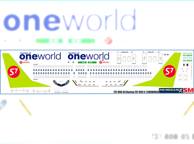 Декаль на Boeng 737-800 S-7 OneWorld new