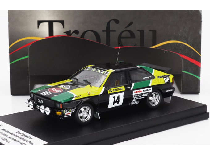 AUDI Quattro (night Version) №14 Rally 1000 Lakes (1981) Michele Mouton - Fabrizia Pons, Black Yellow Green