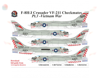 Декаль для F-8H/J Crusader VF-211 Checkmates Pt.3 FFA (удаляемая лаковая подложка)