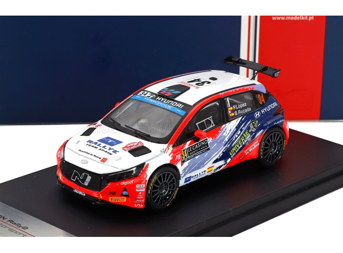 HYUNDAI I20 Rally2 Team Teo Martin Motorsport №34 Rally Montecarlo (2023) Pepe Lopez - Borja Rozada, White Red Fluo Blue