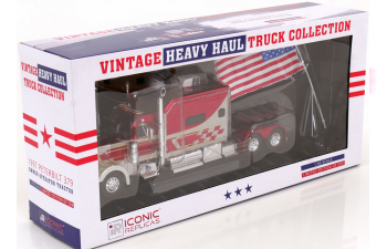 PETERBILT 379 with USA flag (1997), red metallic / light-grey