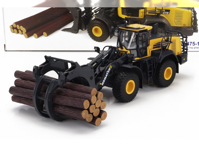 KOMATSU Wa475-10 Ruspa Gommata - Scraper Tractor With Wood Grapple, Yellow Black