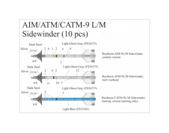 Декаль для AIM/ATM/CATM-9 L/M Sidewinder (10 pcs)