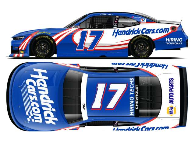 Chevrolet #17 Corey Day *HendrickCars.com*, white/blue 2026