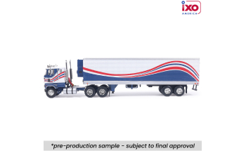 FORD CL 9000 with Vintage Trailer (1976), blue/red/white