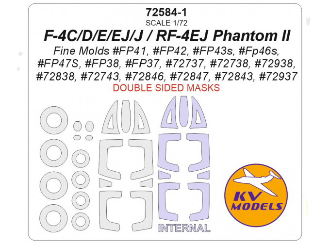 Маска окрасочная двусторонняя F-4C/D/E/EJ/J / RF-4EJ Phantom II + маски на диски и колеса