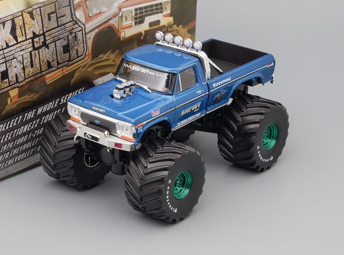 FORD F-250 Monster Truck Bigfoot #1 1974 Blue колеса 66 дюймов (Greenlight!)