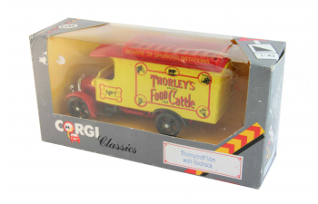 THORNYCROFT Van with Rooftrack "Thorley's Food for Cattle" (1929), yellow / red