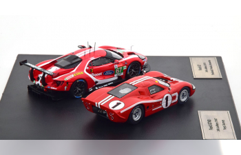 FORD Set 2x Gt Ford Ecoboost 3.5l Turbo V6 Team Ford Chip Ganassi Uk N 67 4th Lmgte Pro Class 24h Le Mans 2019 H.tincknell - A.priaulx - J.bomarito + Gt40 Mkiv 7.0l V8 Team Shelby American Inc. N 1 Winner 24h Le Mans 1967 A.j.foyt - D.gurney, Red White