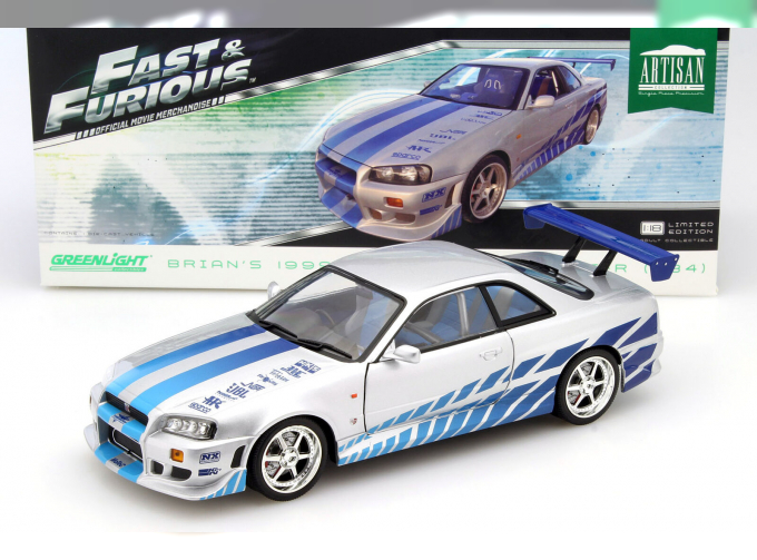 NISSAN Skyline GT-R R34 из к/ф "Двойной Форсаж" (1999), silver / blue