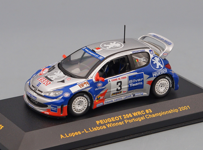 PEUGEOT 206 WRC #3 "Silver Team" A.Lopes Portugal Rally Champion 2002 