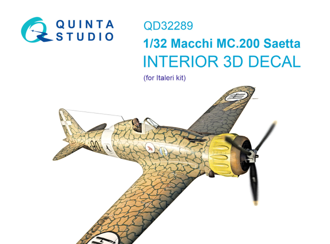 3D Декаль интерьера кабины пилота Macchi MC.200 Saetta (Italeri)