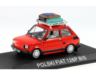 Polski FIAT 126P BIS с чемоданом (1987), красный