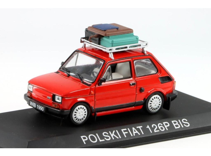 Polski FIAT 126P BIS с чемоданом (1987), красный