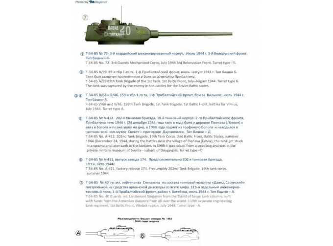 Декаль Т-34-85 Factory 183, 174 Operation Bagration